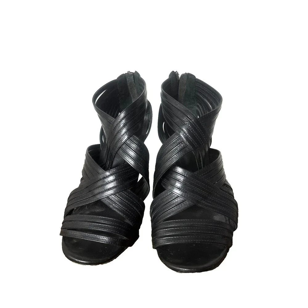 Tory Burch Women’s Size 7 Black Leather Strappy High Heels Designer Pumps